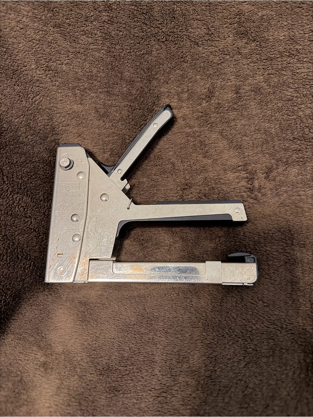 Sears Craftsman Heavy-Duty Silver Metal Staple Gun - Manual Handheld Tacker